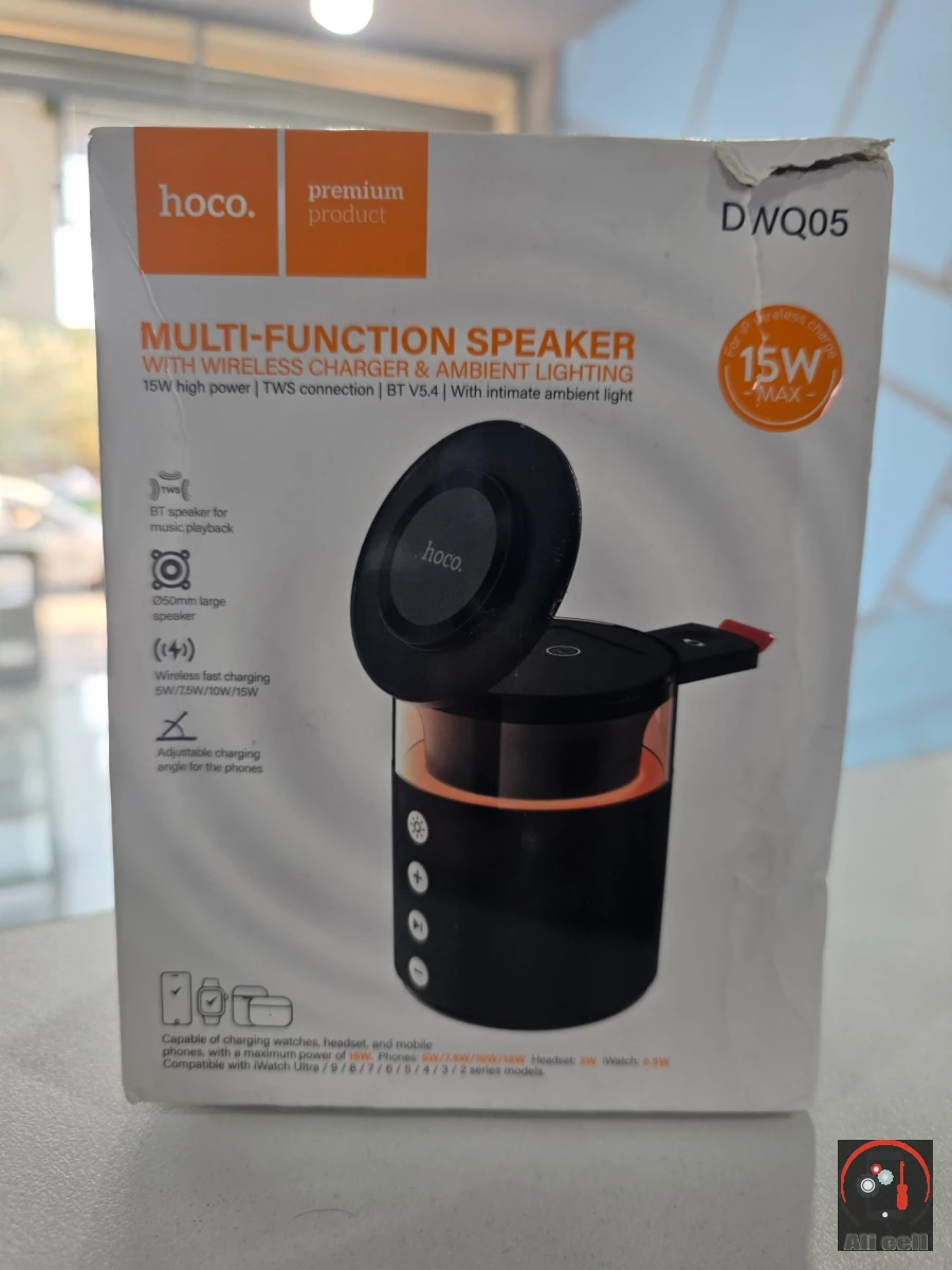 Hoco Multi function speaker with wireless chrger and ambient lighting
